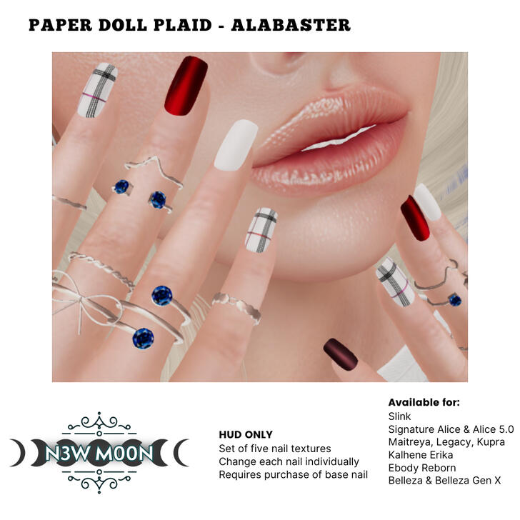 Paper Doll Plaid - Alabaster Nail HUD Paper Doll Plaid - Alabaster Nail HUD