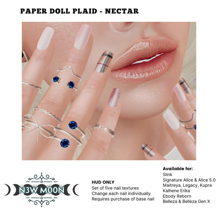Paper Doll Plaid - Nectar Nail HUD Paper Doll Plaid - Nectar Nail HUD