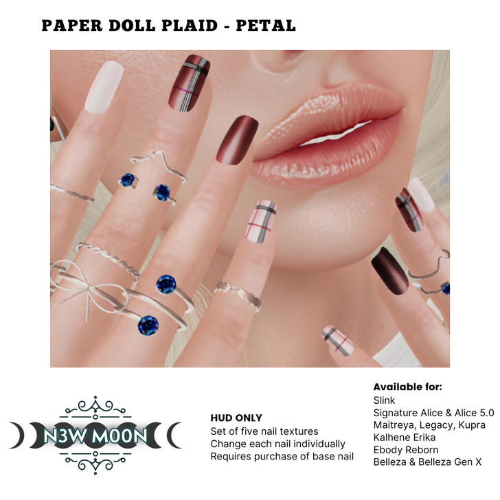 Paper Doll Plaid - Petal Nail HUD Paper Doll Plaid - Petal Nail HUD